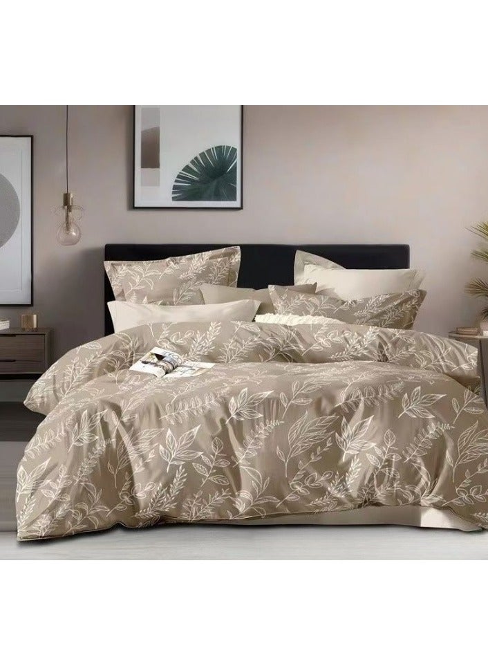 King Size Duvet Cover Set 6 Pcs Fitted Sheet Set Ultra Soft Cotton Bedding Set Include 1 Fitted Sheet 200x200+30cm 1 Duvet Cover 220x240cm and 4 Pillowcases 50x75cm